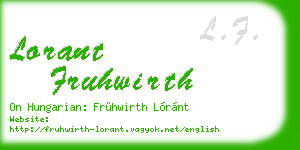 lorant fruhwirth business card
