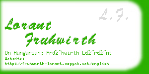 lorant fruhwirth business card